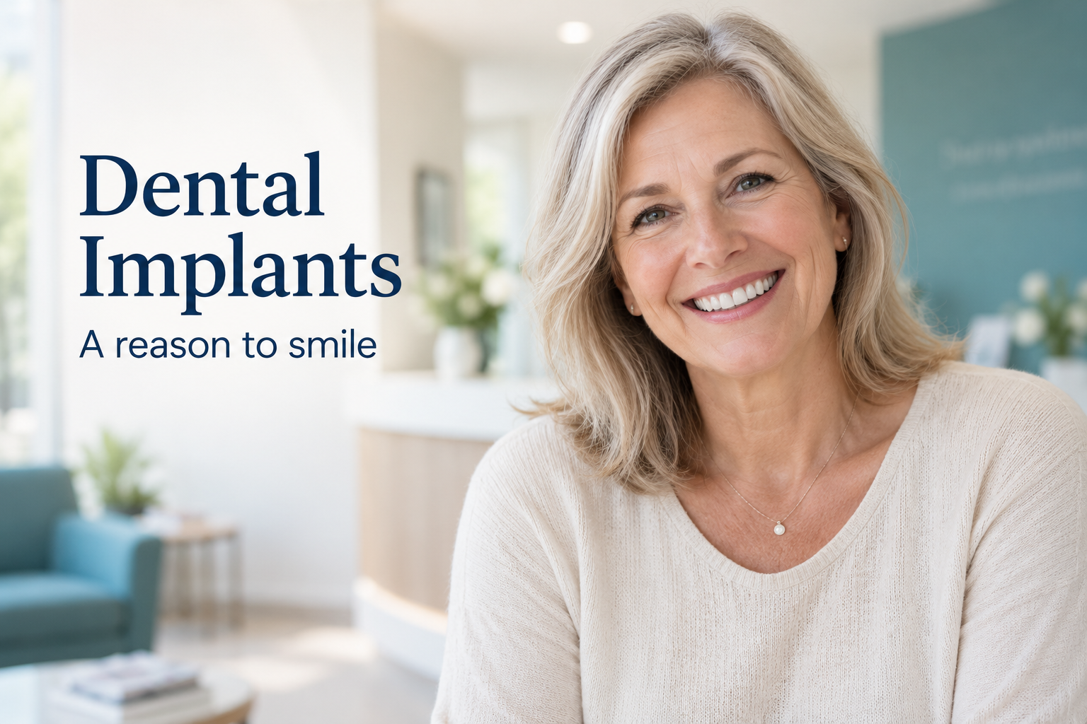 Dental implants - A reason to smile: illustrative smiling woman